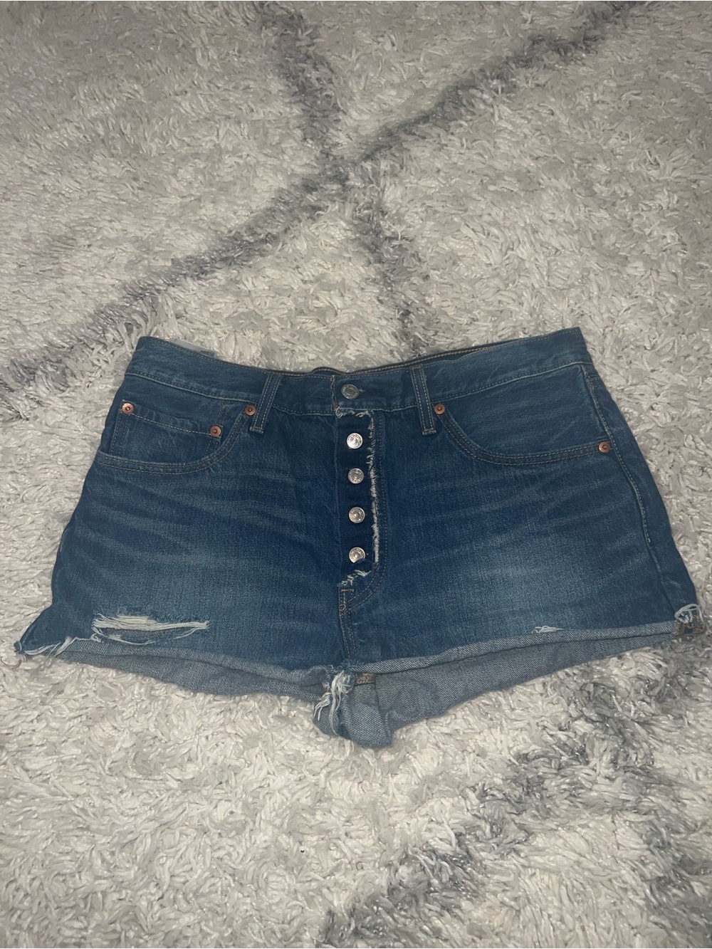 Levis’s Dark Blue Denim Button-Front Women’s Shorts